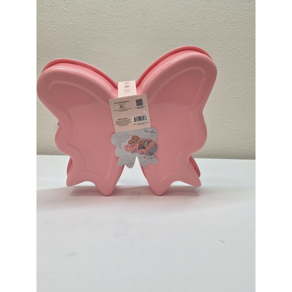 CWC Pink Bow Shaped Snack Box Small Food Container with Snap Lid Portable - Picture 3 of 3